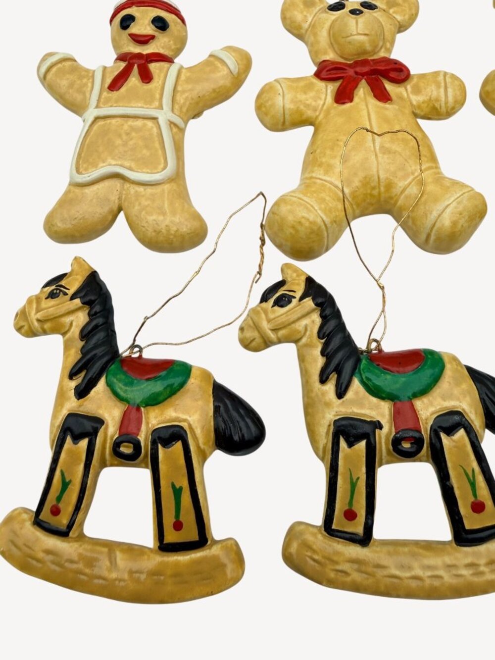 1950s Vintage Handmade Christmas Ornaments Set Of 6 Ceramic Japan Signed MY - Picture 2 of 13